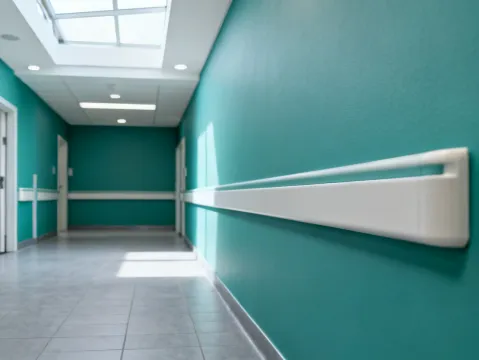 Construction Specialties Acrovyn wall protection in a healthcare corridor