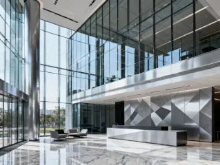Commercial office buildings using Construction Specialties products