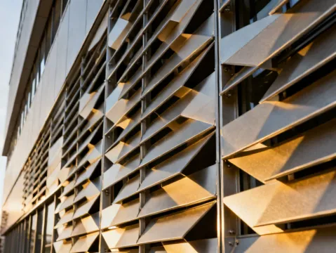 Construction Specialties architectural louver system on building facade