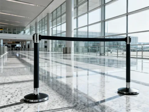 Construction Specialties Vert-A-Cade crowd control system in public space