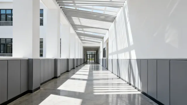 Construction Specialties products in an education facility corridor